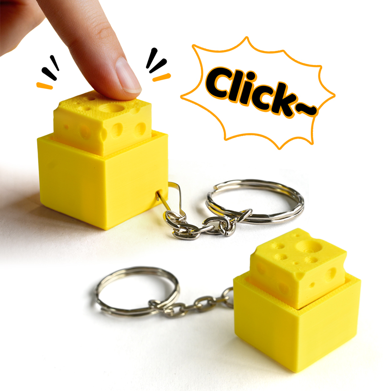 3D Printing Keychain - 3D Baskılı Peynirli Anahtar Fidget Clicker