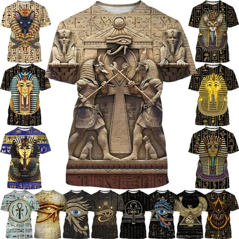3D Printing Online - Yaz yeni firavun 3D baskı T-Shirt